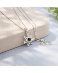 Black Onyx Sun Pendant - 925 Sterling Silver Solar Symbol Jewelry