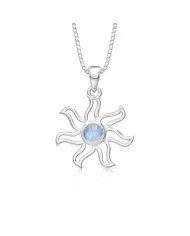 Moissanite Sun Pendant - 925 Sterling Silver Solar Symbol Jewelry