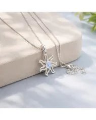 Rainbow Moonstone Sun Pendant - 925 Sterling Silver Solar Symbol Jewelry
