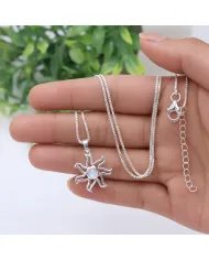 Rainbow Moonstone Sun Pendant - 925 Sterling Silver Solar Symbol Jewelry