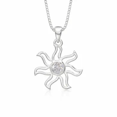Moissanite Sun Pendant - 925 Sterling Silver Solar Symbol Jewelry