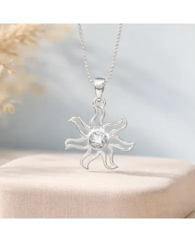 Moissanite Sun Pendant - 925 Sterling Silver Solar Symbol Jewelry