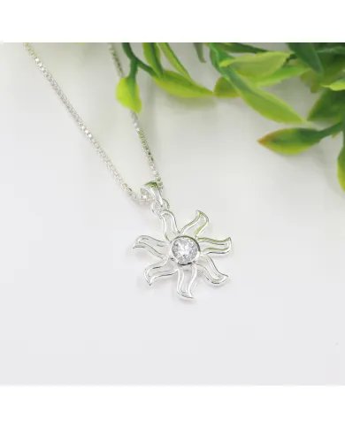 Moissanite Sun Pendant - 925 Sterling Silver Solar Symbol Jewelry