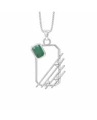 Emerald Abstract Frame Pendant - 925 Sterling Silver Modern Jewelry