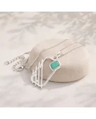 Emerald Abstract Frame Pendant - 925 Sterling Silver Modern Jewelry