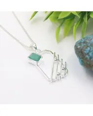 Emerald Abstract Frame Pendant - 925 Sterling Silver Modern Jewelry