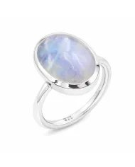 Rainbow Moonstone Ring - 925 Sterling Silver Oval Gemstone Jewelry