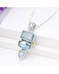 Multi Gemstone Pendant – 925 Sterling Silver Handmade Gift for Her