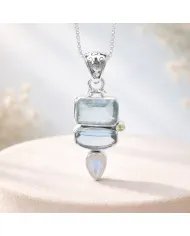 Multi Gemstone Pendant – 925 Sterling Silver Handmade Gift for Her