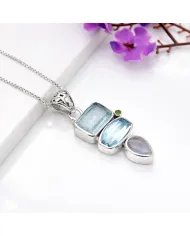 Multi Gemstone Pendant – 925 Sterling Silver Handmade Gift for Her