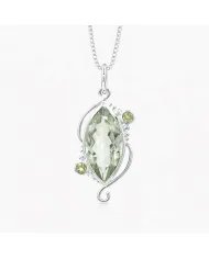 Green Amethyst & Peridot Pendant - 925 Sterling Silver Vintage Jewelry