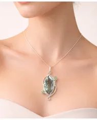 Green Amethyst & Peridot Pendant - 925 Sterling Silver Vintage Jewelry