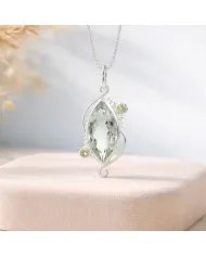 Green Amethyst & Peridot Pendant - 925 Sterling Silver Vintage Jewelry
