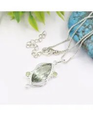 Green Amethyst & Peridot Pendant - 925 Sterling Silver Vintage Jewelry