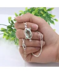 Green Amethyst & Peridot Pendant - 925 Sterling Silver Vintage Jewelry