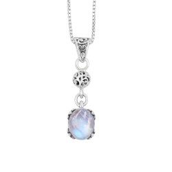 Moonstone Pendant, Sterling Silver Necklace, June Birthstone, Charm Pendant, Blue Rainbow Pendant, Women's Pendant, Love Pendant