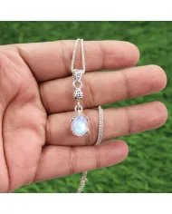 Rainbow Moonstone Pendant – Handmade 925 Sterling Silver Charm Jewelry