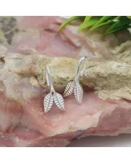 Leaf Dangle Earrings - 925 Sterling Silver Handmade Unique Jewelry