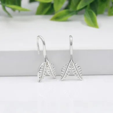 Leaf Dangle Earrings - 925 Sterling Silver Handmade Unique Jewelry
