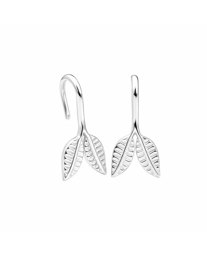 Leaf Dangle Earrings - 925 Sterling Silver Handmade Unique Jewelry