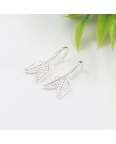 Leaf Dangle Earrings - 925 Sterling Silver Handmade Unique Jewelry