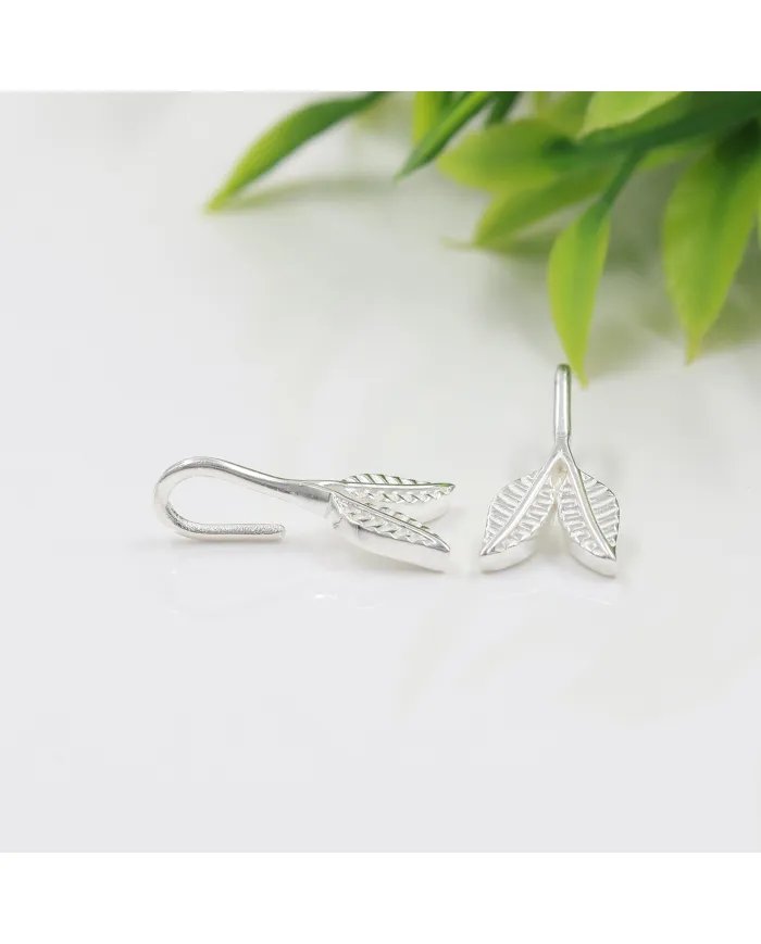 Leaf Dangle Earrings - 925 Sterling Silver Handmade Unique Jewelry