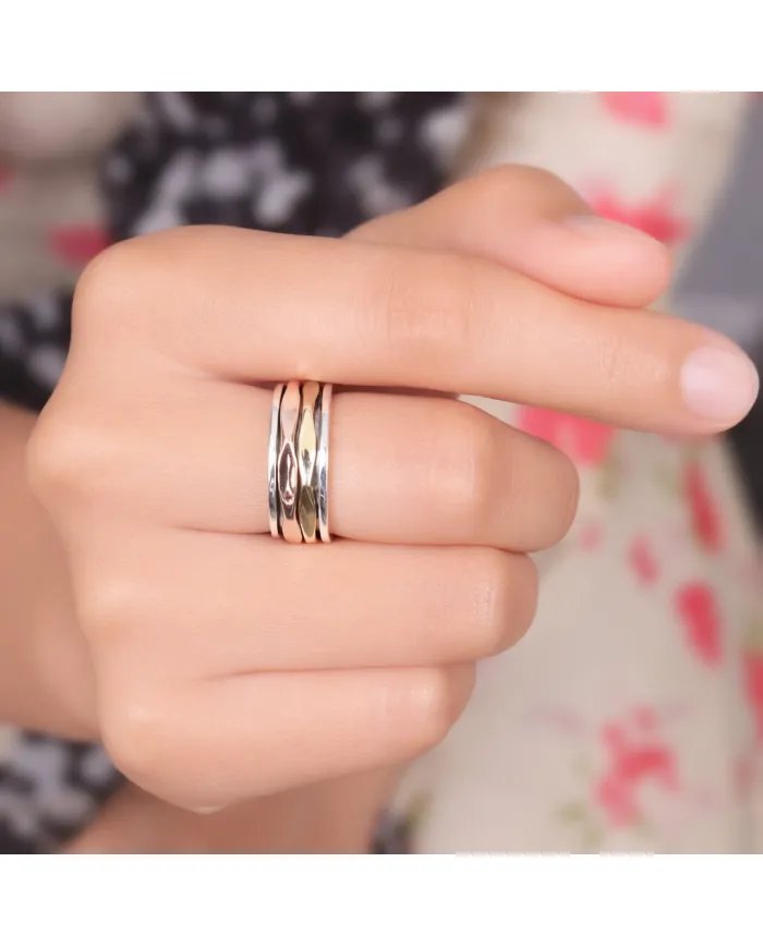 Brass & Copper Spinner Ring – 925 Solid Silver Handmade Fidget Jewelry