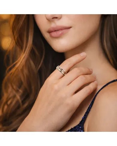 Brass & Copper Spinner Ring – 925 Solid Silver Handmade Fidget Jewelry