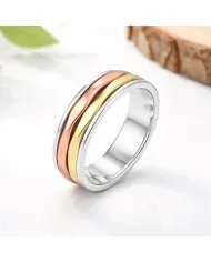 Brass & Copper Spinner Ring – 925 Solid Silver Handmade Fidget Jewelry