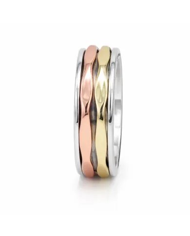 Brass & Copper Spinner Ring – 925 Solid Silver Handmade Fidget Jewelry