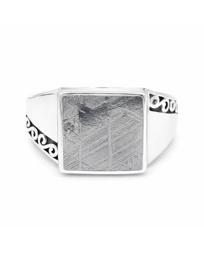 Meteorite Ring - 925 Sterling Silver Handmade Gemstone Unique Jewelry