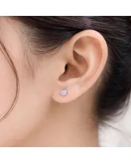 Rainbow Moonstone Stud Earrings - 925 Sterling Silver Handmade Jewelry