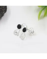 Black Onyx Studs - 925 Sterling Silver Handmade Modern Jewelry