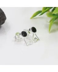 Black Onyx Studs - 925 Sterling Silver Handmade Modern Jewelry