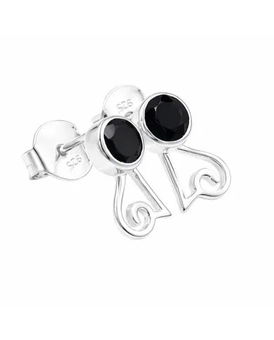 Black Onyx Studs - 925 Sterling Silver Handmade Modern Jewelry