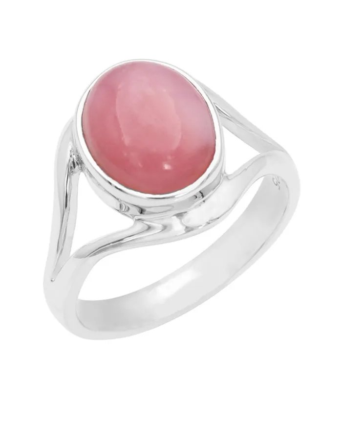 Pink Opal Ring - 925 Sterling Silver Handmade Oval Gemstone Jewelry