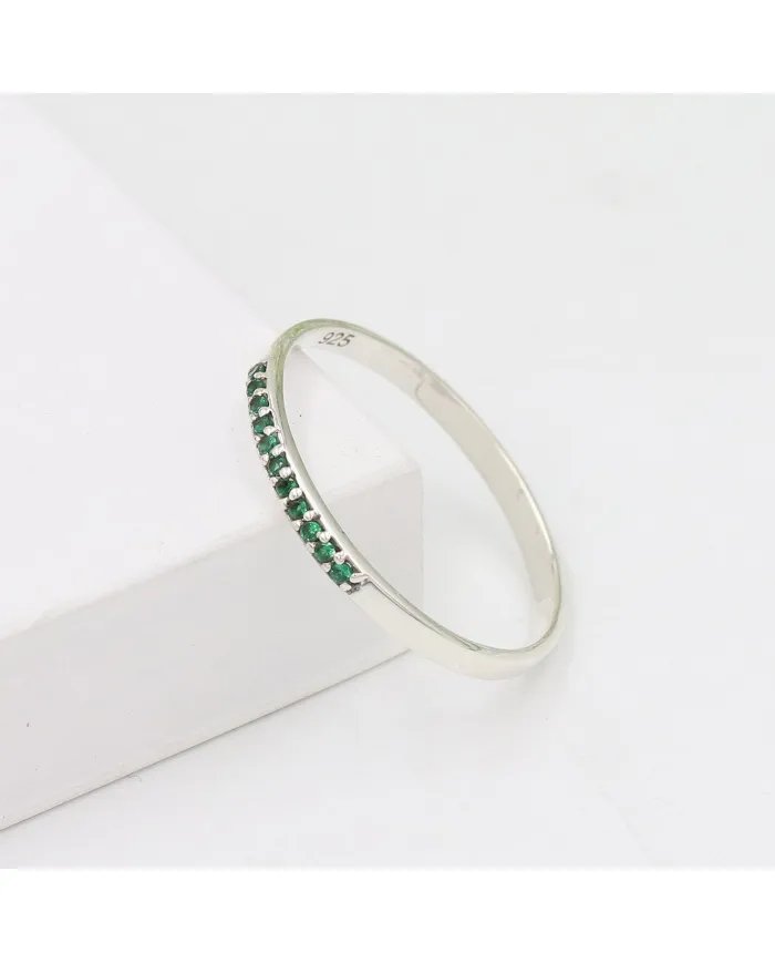 Natural Emerald Ring - Sterling Silver Ring Minimalist Rings for Her