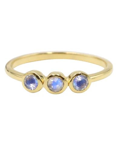 Rainbow Moonstone Half Eternity Band Ring – Gold Plated 925 Sterling Silver