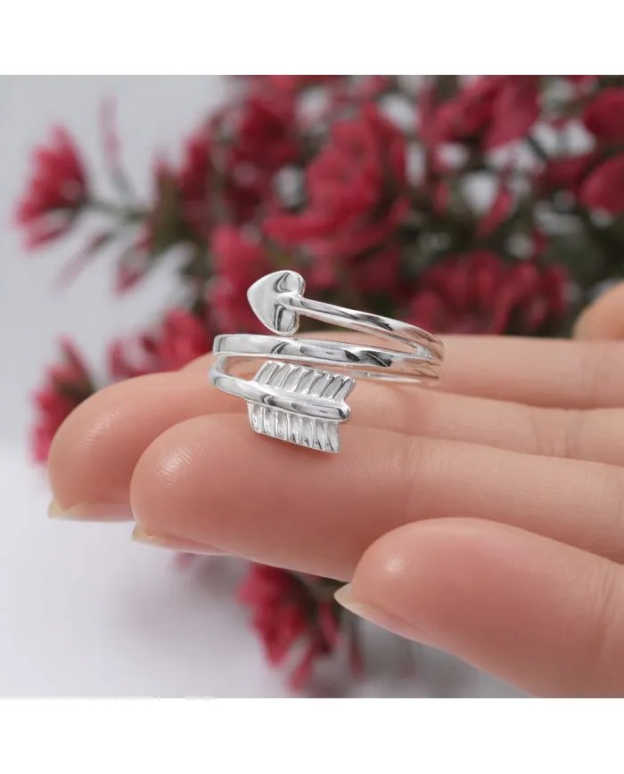 Arrow Heart Ring 925 Sterling Silver - Unique Handmade Jewelry for Love