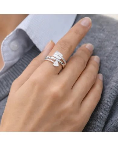 Arrow Heart Ring 925 Sterling Silver - Unique Handmade Jewelry for Love
