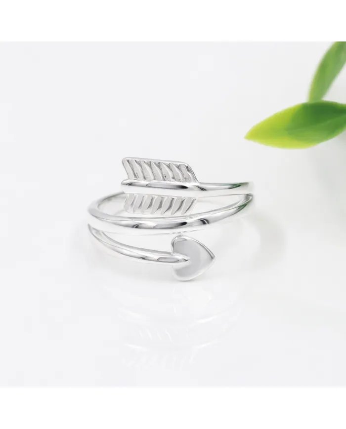 Arrow Heart Ring 925 Sterling Silver - Unique Handmade Jewelry for Love