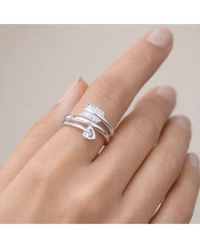 Arrow Heart Ring 925 Sterling Silver - Unique Handmade Jewelry for Love