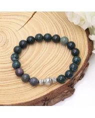 Beads Stretch Bracelet in Blood Stone - 925 Sterling Silver Ball