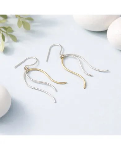 Two Tone Sterling Silver and Brass Dangle Earrings - Handmade Jewelry