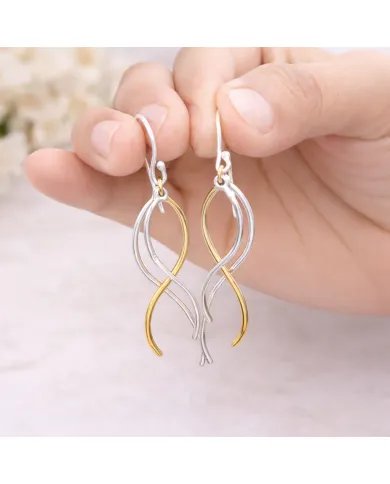 Two Tone Sterling Silver and Brass Dangle Earrings - Handmade Jewelry