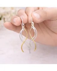 Two Tone Sterling Silver and Brass Dangle Earrings - Handmade Jewelry