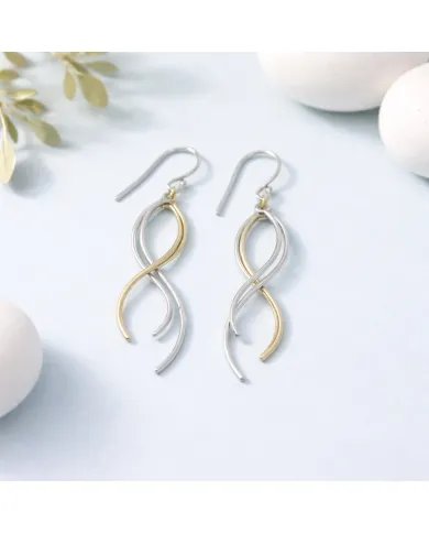 Two Tone Sterling Silver and Brass Dangle Earrings - Handmade Jewelry