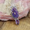 Turquoise Necklace, Sterling Silver Pendant, Amethyst Pendant, Teardrop Pendant, Birthstone Pendant, Charm Pendant, Gift for Her