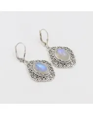 925 Sterling Silver Moonstone Filigree Dangle Earrings Gemstone Jewelry