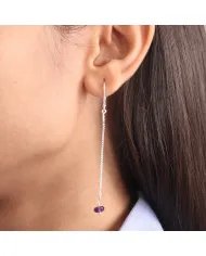 Amethyst Chain Drop Earrings – 925 Sterling Silver Gemstone Jewelry